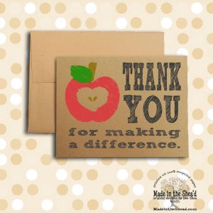 Thank You for making a difference Recycled Paper Notecard on 100% recycled paper, blank inside, teacher thank you card